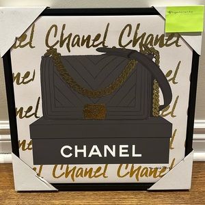 Chanel fashion bag on box artwork NWT 16x16